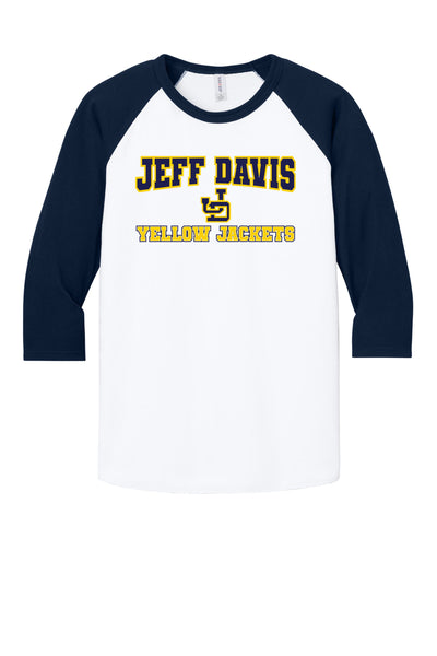 221- Jeff Davis Yellow Jackets 3/4 Sleeve Tee